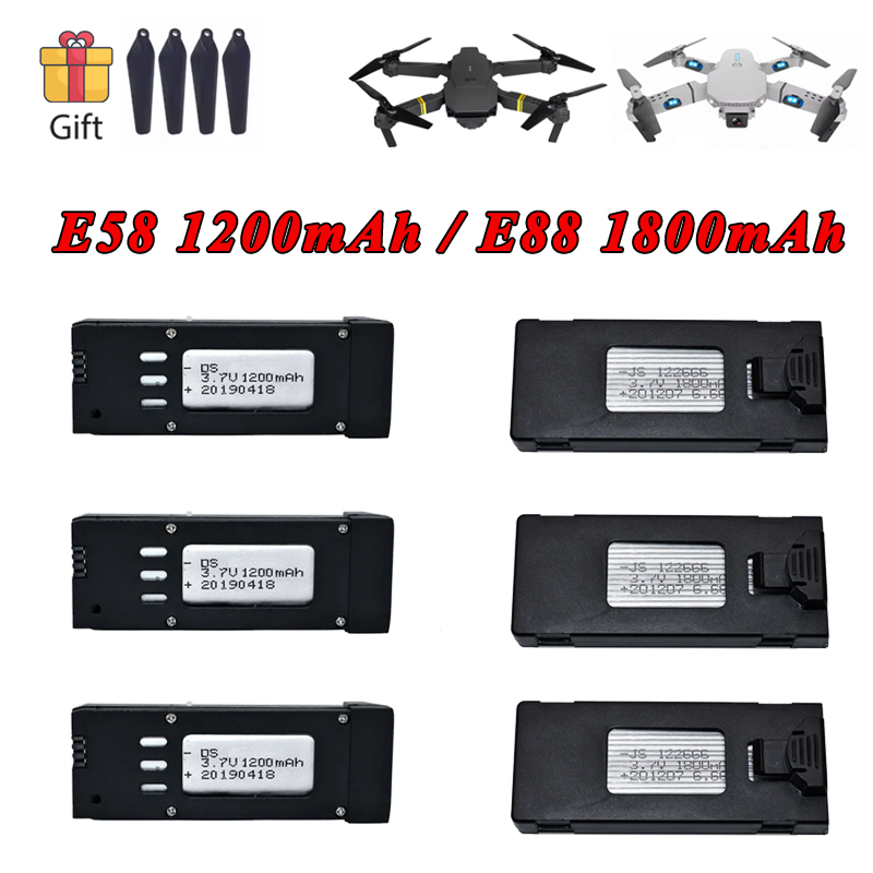 3.7V 1200mAh 1800mAh 리포 배터리 (E - Eachine Drone E58 리뷰 및 가격